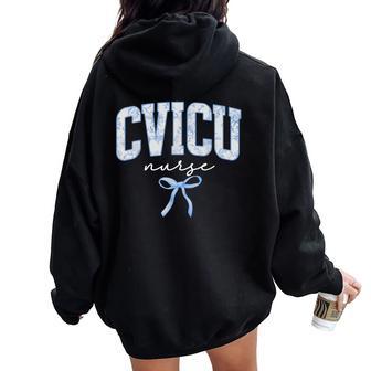 Cvicu Nurse Coquette Floral Cardiovascular Nursing School Women Oversized Hoodie Back Print - Thegiftio UK