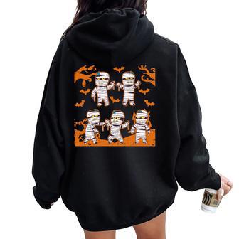 Dabbing Dancing Mummy ハロウィン ダブ ダンス ポーズ ミイラ 長袖tシャツ レディース オーバーサイズ パーカー バックプリント - Kawaiitshirt