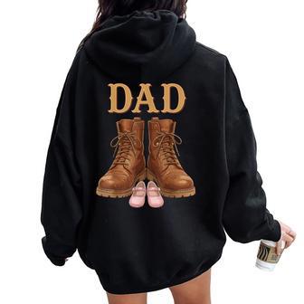Dad Of Daughter Vintage Boots Father Girl Proud Dad Women Oversized Hoodie Back Print - Thegiftio UK