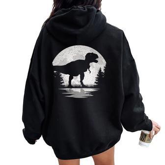 Dinosaur Moon Vintage T-Rex Dino Lover Women Women Oversized Hoodie Back Print - Thegiftio UK