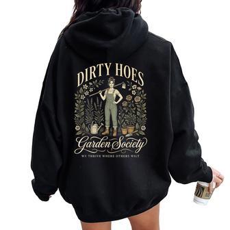 Dirty Hoes Garden Society Gardener Farmer Boho Flower Women Oversized Hoodie Back Print - Thegiftio UK