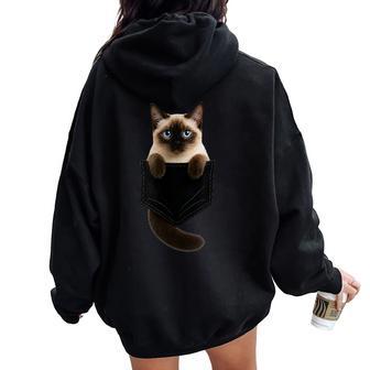 Diseño Gráfico De Gatito De Bolsillo Para Amantes De Los Gatos Cuello Women Oversized Hoodie Back Print - Regaloses
