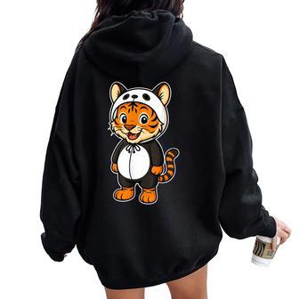 Disfraz De Tigre En Panda Kawaii Para Niñas Y Niños Amantes Del Tigre Women Oversized Hoodie Back Print - Regaloses