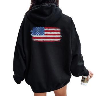 Distressed American Flag Vintage 4Th Of July Kid Women Oversized Hoodie Back Print - Thegiftio UK