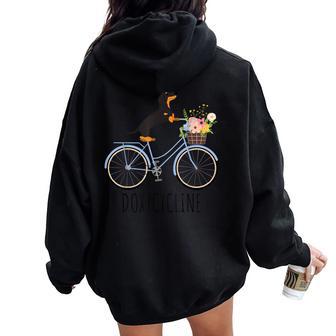 Doxycycline Pharmacy Pun Dachshund On Bicycle Flower Women Oversized Hoodie Back Print - Thegiftio UK