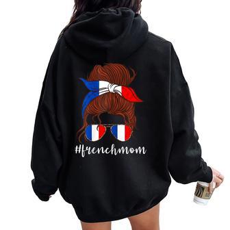 Drapeau Français Maman France Mère France Francaise Francaise Racine Sweat à capuche oversize pour femme avec imprimé dans le dos - Cadeauxyz