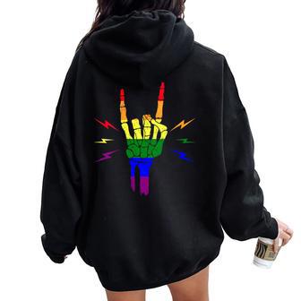 Drapeau Lgbt Pridequelette Main Sweat à capuche oversize pour femme avec imprimé dans le dos - Cadeauxyz