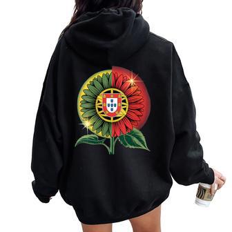 Drapeau Portugal Tournesol Portugal Sweat à capuche oversize pour femme avec imprimé dans le dos - Cadeauxyz