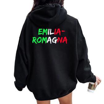 Drapeau Région Italienne Emilie-Romagne Sweat à capuche oversize pour femme avec imprimé dans le dos - Cadeauxyz