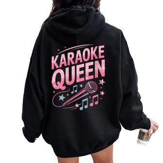 Drôle Karaoké Queen Chantant Les Amateurs De Musique Sweat à capuche oversize pour femme avec imprimé dans le dos - Cadeauxyz
