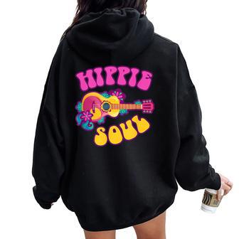Drôle Tenue Hippie Guitare Costume Hippy Homme Sweat à capuche oversize pour femme avec imprimé dans le dos - Cadeauxyz