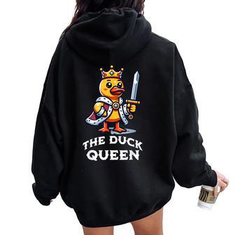 Duck Queen Citation Humoristique Amoureux De Canard En Caoutchouc Sweat à capuche oversize pour femme avec imprimé dans le dos - Cadeauxyz