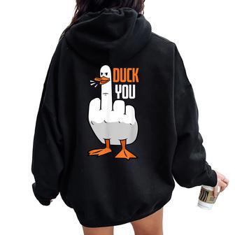 Duck You Duck レディース オーバーサイズ パーカー バックプリント - Kawaiitshirt