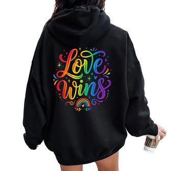 El Amor Gana El Orgullo Gay Lgbtq Igualdad Aliado Rainbow In Mangas Women Oversized Hoodie Back Print - Regaloses