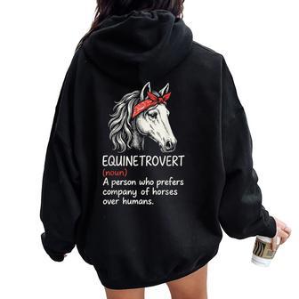 Equinetrovert Definition Horse Lover Women Oversized Hoodie Back Print - Thegiftio UK