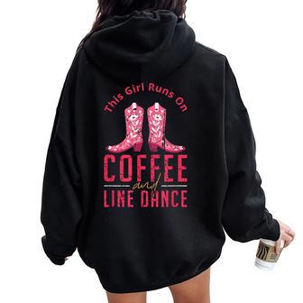 Esta Chica Corre En Café Y Línea Danza Línea Bailando Women Oversized Hoodie Back Print - Regaloses