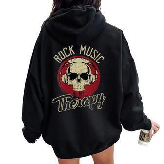 Êtements De Musique Rock La Musique Rock Est Ma Thérapie Sweat à capuche oversize pour femme avec imprimé dans le dos - Cadeauxyz