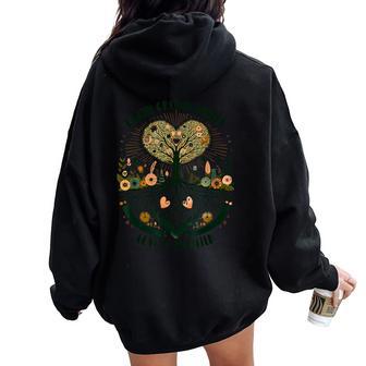 Faith Grows Where Love Is Planted キリスト教の言葉 レディース オーバーサイズ パーカー バックプリント - Kawaiitshirt