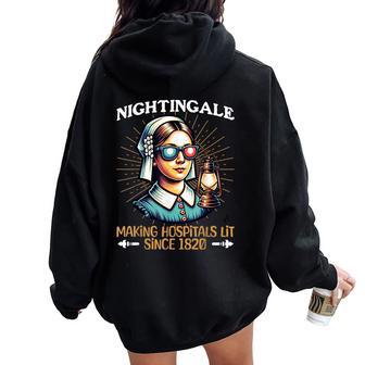 Florence Nightingale -Hospitals Lit Since 1820- Nurse Women Oversized Hoodie Back Print - Thegiftio UK