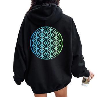 Flower Of Life 宇宙のポジティブなエネルギー フラワーオブライフ 長袖tシャツ レディース オーバーサイズ パーカー バックプリント - Kawaiitshirt
