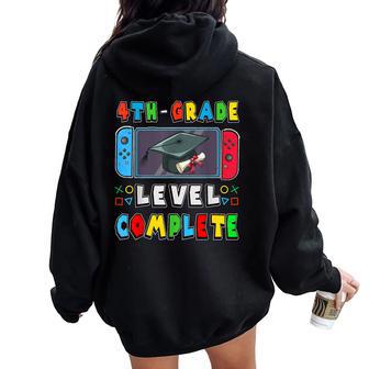 Fourth Grade Level Complete Last Day Of School Graduate Boys Women Oversized Hoodie Back Print - Thegiftio UK