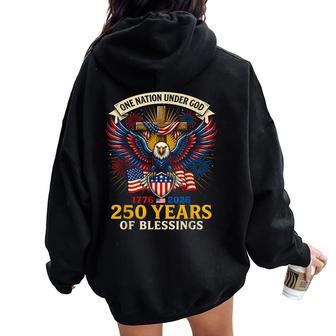 Freedom 250Th Anniversary Usa Flag Christian God Patriotic Women Oversized Hoodie Back Print - Thegiftio UK
