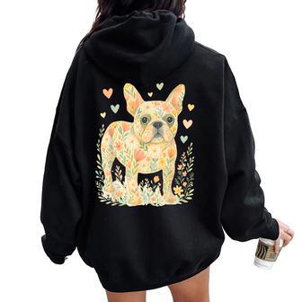 French Bulldog Floral Cute Frenchie Lover Dog Mom Women Oversized Hoodie Back Print - Thegiftio UK