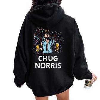 4Th Of July Chug Norris For Men Women Women Oversized Hoodie Back Print - Thegiftio UK