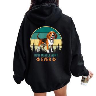 Best Beagle Aunt Ever Vintage Puppy Lover Retro Women Oversized Hoodie Back Print - Thegiftio UK