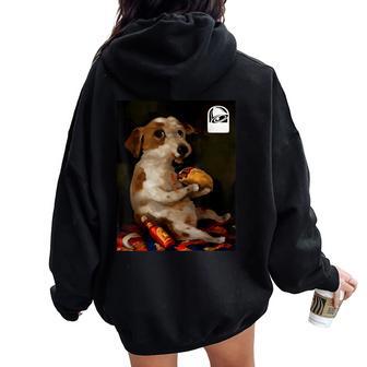 Dog Chill With Taco Vintage Oil Painting Women Women Oversized Hoodie Back Print - Thegiftio UK