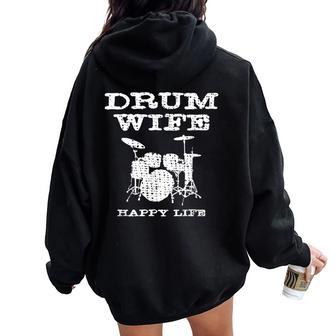 Drum Wife Drummer Girl Band Women Oversized Hoodie Back Print - Regaloses