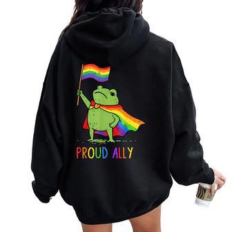 Frog Meme Proud Ally Pride Rainbow Lgbtq Gay Lesbian Women Oversized Hoodie Back Print - Thegiftio UK