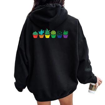 Gay Pride Plant Gardener Rainbow Flag Lgbtq Ally Lgbt Women Oversized Hoodie Back Print - Thegiftio UK