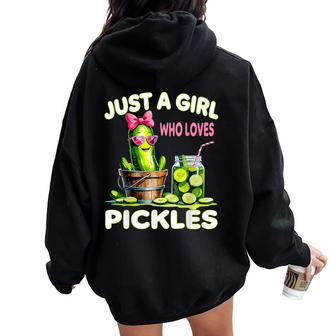 Just A Girl Who Loves Pickles Food Lover Women Oversized Hoodie Back Print - Thegiftio UK