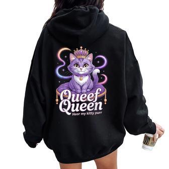 Purple Queen Cat Dirty Joke Kitty Purr Rude Cat Meme Women Oversized Hoodie Back Print - Thegiftio