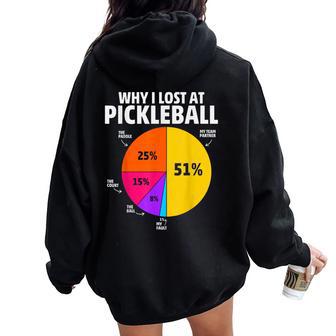 Why I Lose At Pickleball For Kids Women Oversized Hoodie Back Print - Thegiftio UK