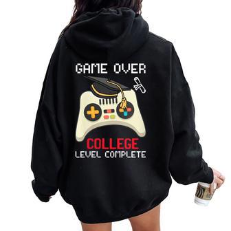 Game Over Nivel Universitario Completo Graduado Gamer Cuello Women Oversized Hoodie Back Print - Regaloses