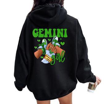 Gemini Girl Shoes Astrology Zodiac Sign Black Women Women Oversized Hoodie Back Print - Thegiftio UK