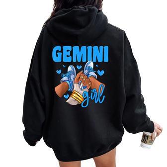 Gemini Girl Sneakers Astrology Zodiac Sign Black Women Women Oversized Hoodie Back Print - Thegiftio UK