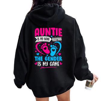 Gender Reveal Idea For A Keeper Of The Gender Aunt Women Oversized Hoodie Back Print - Thegiftio UK