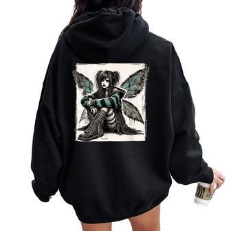 Goth Girl Cute Grunge Gothic Fairy Goth Emo Girl Women Oversized Hoodie Back Print - Thegiftio UK
