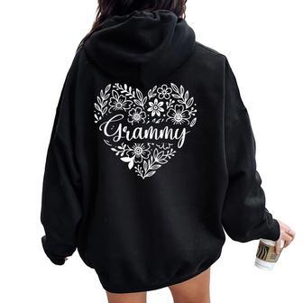 Grammy Floral Heart Cute For Grammy Women Oversized Hoodie Back Print - Thegiftio