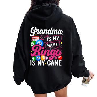 Grandma Bingo Player Bingo Quote Women Oversized Hoodie Back Print - Thegiftio