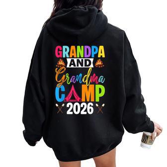 Grandpa And Grandma Camp 2026 Grandparents Camping Vacation Women Oversized Hoodie Back Print - Thegiftio UK