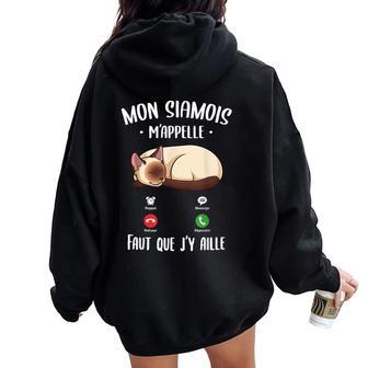 Grapheino Co Chatiamois Mignon Fille Noir Sweat à capuche oversize pour femme avec imprimé dans le dos - Cadeauxyz