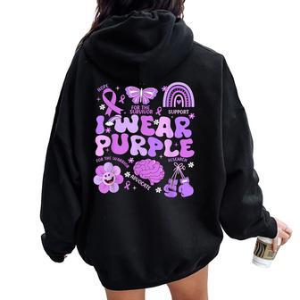 Groovy I Wear Purple Support Epilepsy Awareness Day Women Oversized Hoodie Back Print - Thegiftio UK