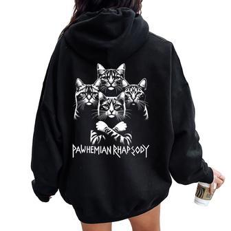 Groupe De Concert Rétro Chat Rock Musique Pour Hommes Enfants S Chat Drôle Sweat à capuche oversize pour femme avec imprimé dans le dos - Cadeauxyz