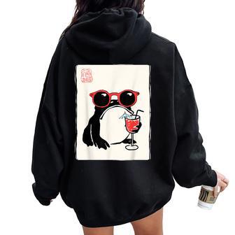Grumpy Frog Kawaii Japonais Hommes S Drôle Été Sweat à capuche oversize pour femme avec imprimé dans le dos - Cadeauxyz