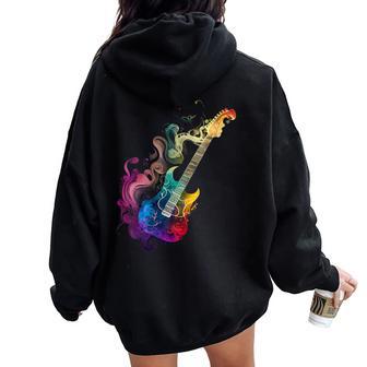 Guitare Électrique Couleurs Musicien Coloré Guitare Cadeau P Sweat à capuche oversize pour femme avec imprimé dans le dos - Cadeauxyz