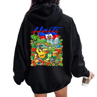 Haitian Flag Day Haiti Pride Culture First Black Women Women Oversized Hoodie Back Print | Mazezy